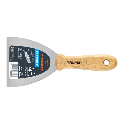 [14450] Espátula flexible 4' con mango de madera, Truper ET-4F