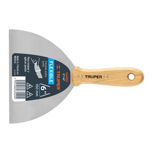 [14452] Espátula flexible 6' con mango de madera, Truper ET-6F