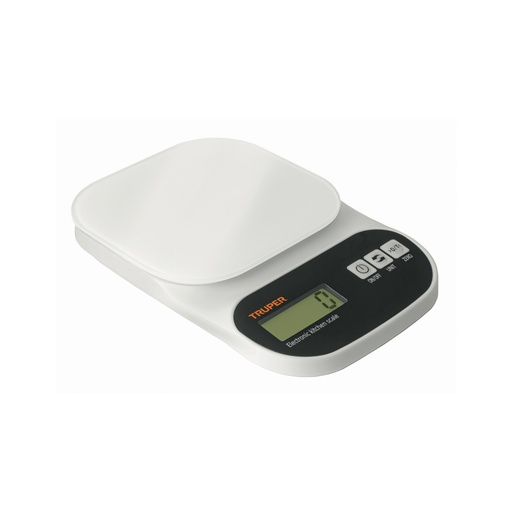 [15160] Báscula digital para cocina, plato de vidrio, 5 kg, Truper BASE-5EC