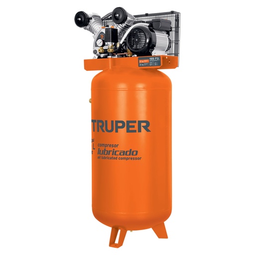 [15657] Compresor lubricado, de banda, 180L, 4HP, vert, 220V, TRUPER COMP-180LV