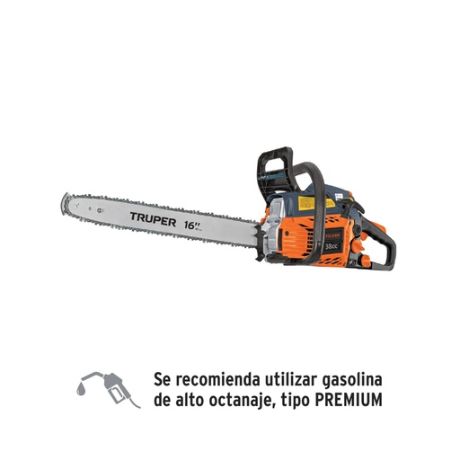 [16296] Motosierra 38 cc a gasolina con barra de 16', Truper MOT-3816