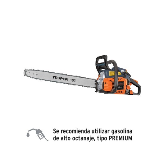 [16297] Motosierra 38 cc a gasolina con barra de 18', Truper MOT-3818