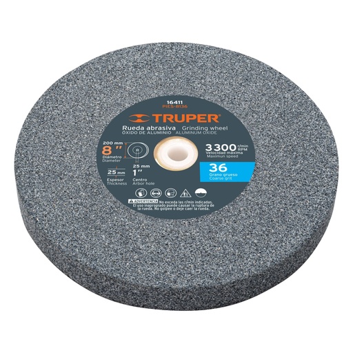 [16411] Rueda abrasiva p/esmeril 8'x25mm, óxido aluminio, grano 36 PIES-8136