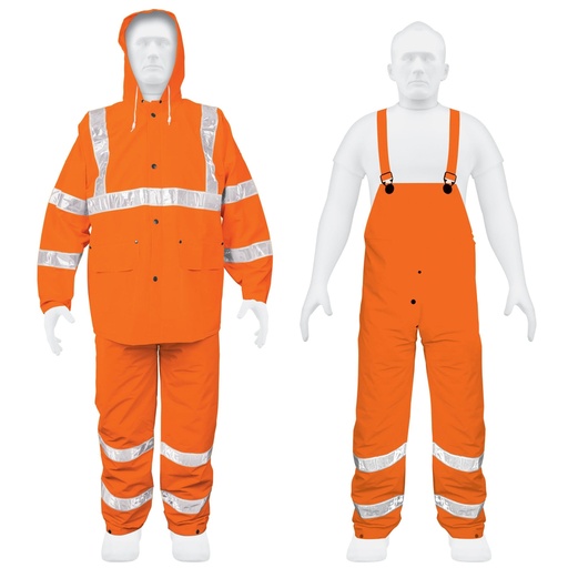 [17407] Conjunto impermeable doble capa naranja con reflejante, CH TRA-NAR-S