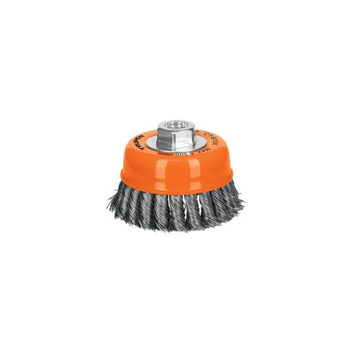 [17531] Carda copa 4' alambre trenzado grueso, eje 5/8'-11, Truper CT-610X