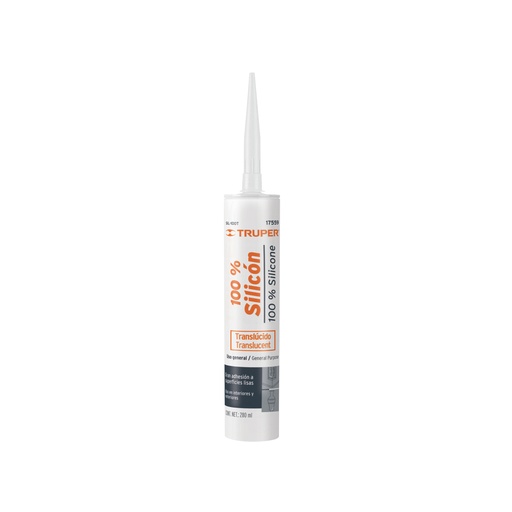 [17559] Sellador transparente 100% silicón de 280 ml, Truper SIL-100T