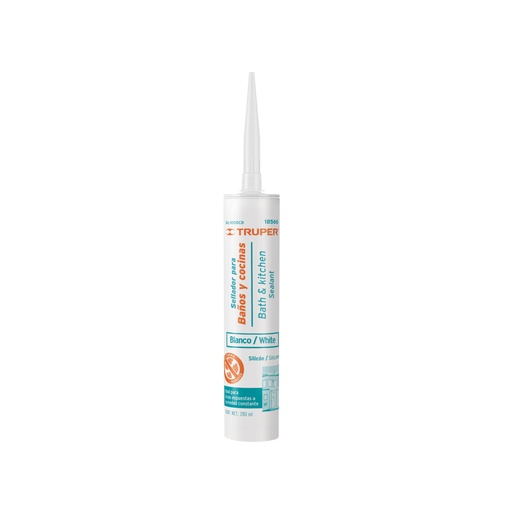 [18566] Sellador blanco para baños y cocinas, 280 ml, Truper SIL-100BCB