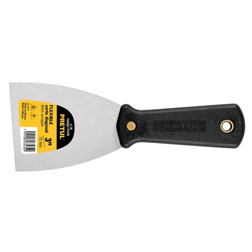 [21516] Espátula flexible 3' con mango de plástico, Pretul E-3F