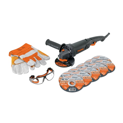 [101456] Combo esmeriladora 4-1/2',950W, discos, lentes y guantes,IND COMBOE-4590N