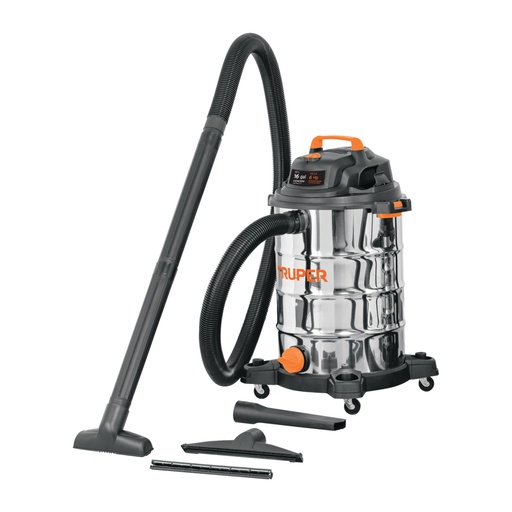 [101525] Aspiradora de sólidos y líquidos, 16 gal, acero inox, Truper ASP-16X