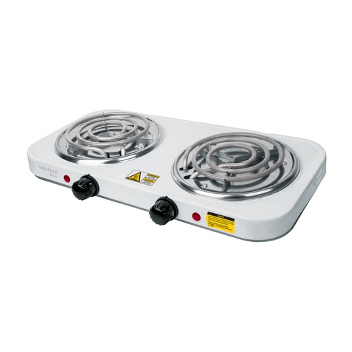 [23032] Parrilla eléctrica 2 quemadores en espiral, blanca, BASIC PAEL-2CP