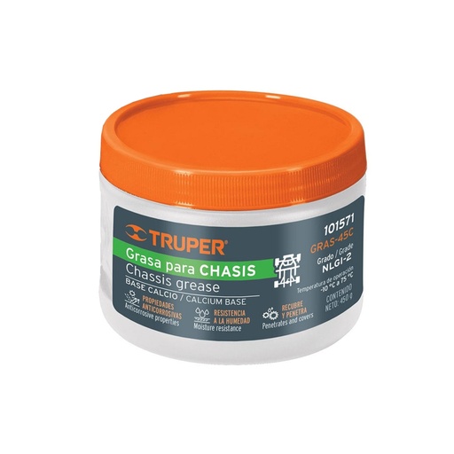 [101571] Grasa lubricante para chasis, base calcio, 450 g, Truper GRAS-45C