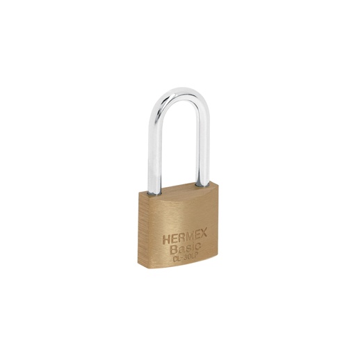 [23516] Candado de latón 30 mm gancho largo en blíster, HERMEX BASIC CL-30LP