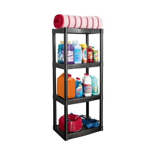 [25075] Estante plástico 4 repisas cap. 27 Kg, 123x36x56, PRETUL EST-4P