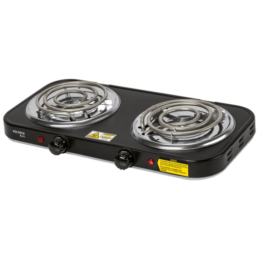[26092] Parrilla eléctrica 2 quemadores en espiral, negra, BASIC PAEL-2CPN