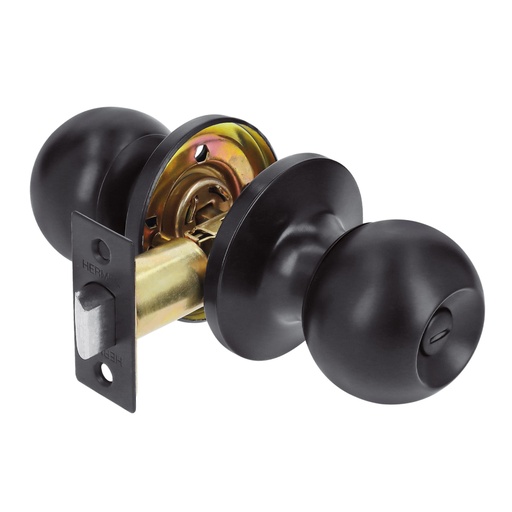 [26180] Cerradura esfera tubular, baño, negro, blíster, BASIC BALT-NE-BPB