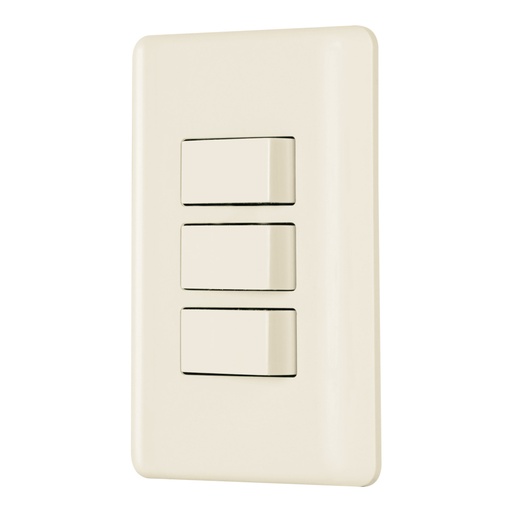 [26638] Placa armada 3 interruptores, marfil, Volteck PA-APTR-BI
