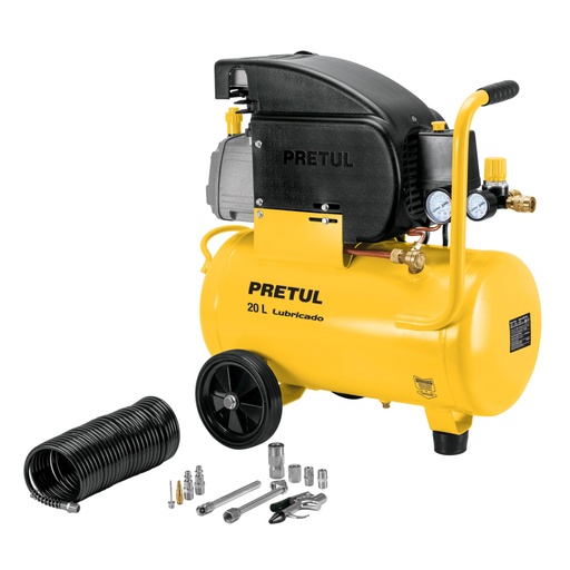 [27106] Kit Compresor lub, 20L, manguera y accesorios, 127V, PRETUL COMP-KIT20P2