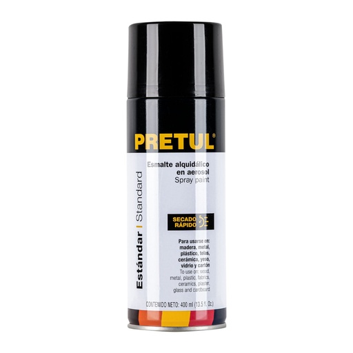 [27183] Pintura en aerosol, negro satín, 400 ml, Pretul PA-NS-P