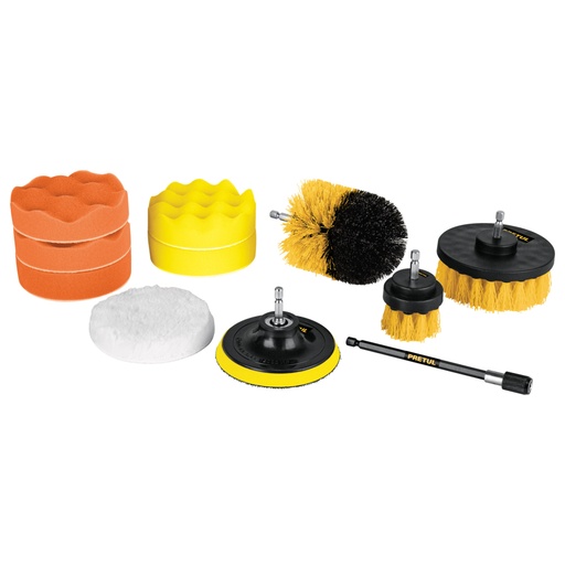 [27190] Juego 11 accesorios de limpieza y pulido p/taladro, Pretul JCE-11P