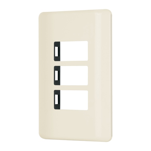 [27233] Placa 3 módulos, marfil, línea Volteck Basic PPTR-BI