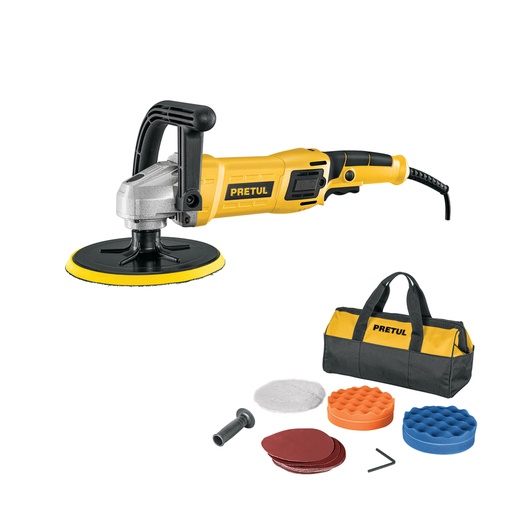 [28151] Pulidora velocidad variable 7' 1200W, c/accesorios, PRETUL PULA-7P