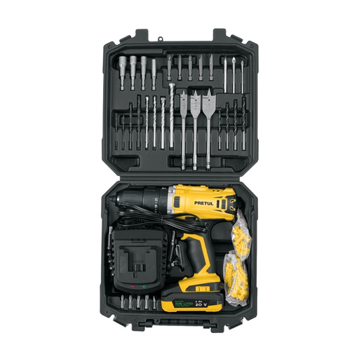 [29000] Kit rotomartillo 1/2', 20V, 32 accesorios, PRETUL ROTI-20P2K