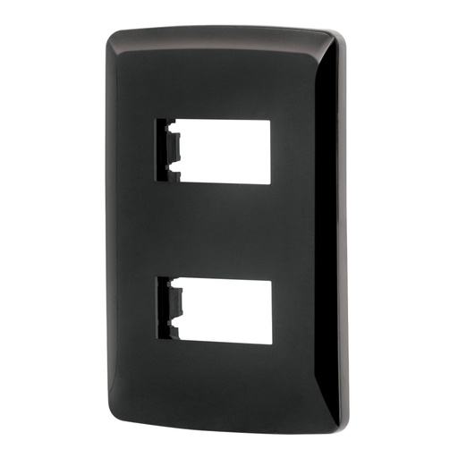 [40137] Placa 2 modulos, Italiana, color negro, Volteck PPDO-IN