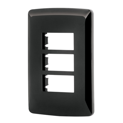[40138] Placa 3 modulos, Italiana, color negro, Volteck PPTR-IN