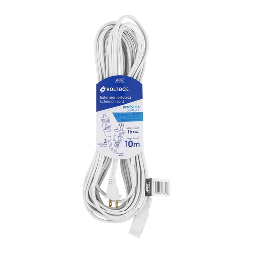 [40157] Extensión eléctrica doméstica 10 m clavija recta, blanca ED-10BR