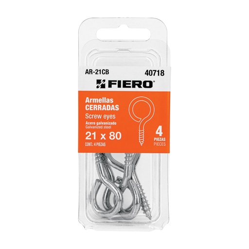 [40718] Blíster con 4 armellas cerradas de 21 x 80, FIERO AR-21CB