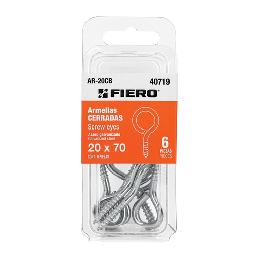 [40719] Blíster con 6 armellas cerradas de 20 x 70, FIERO AR-20CB