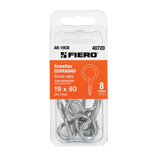 [40720] Blíster con 8 armellas cerradas de 19 x 60, FIERO AR-19CB