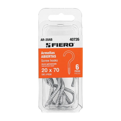 [40726] Blíster con 6 armellas abiertas de 20 x 70, FIERO AR-20AB