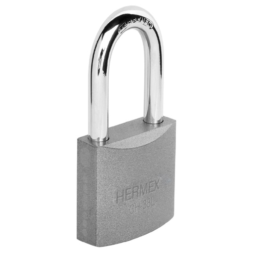 [43326] Candado de hierro 38 mm gancho largo en blíster, HERMEX CHB-38L