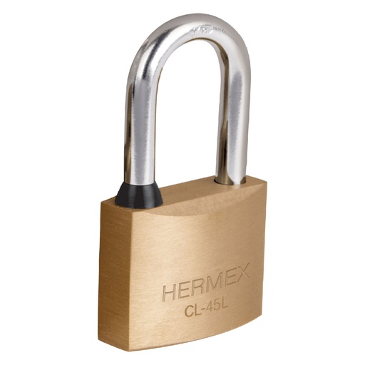 [43438] Candado de latón 45 mm gancho largo en blíster, HERMEX CL-45L