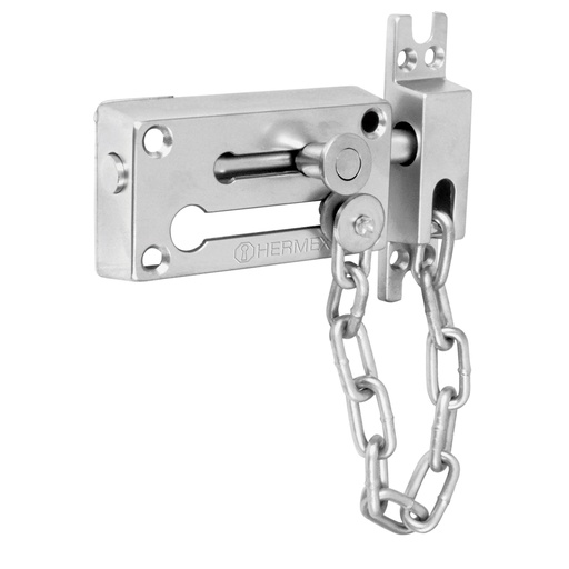 [43709] Pasador con cadena para puerta, acabado cromo mate, HERMEX PACA-3