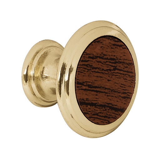 [43814] Perilla metálica, latón brillante, inserto madera, HERMEX PER-062