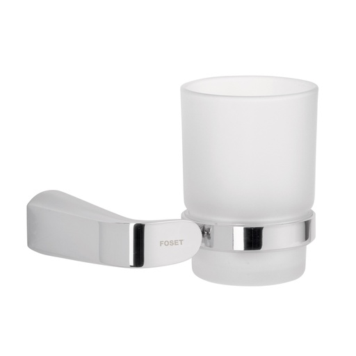 [45205] Portavaso cepillero cromo con vaso de vidrio, Foset Riviera RIA-71