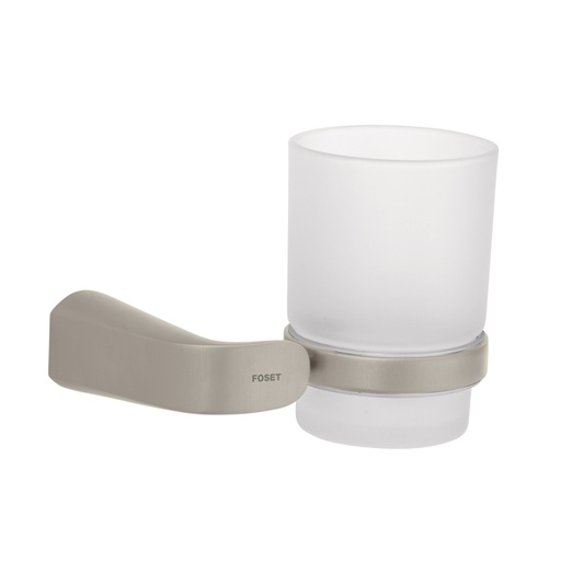 [45220] Portavaso cepillero satín con vaso de vidrio, Foset Riviera RIA-71N