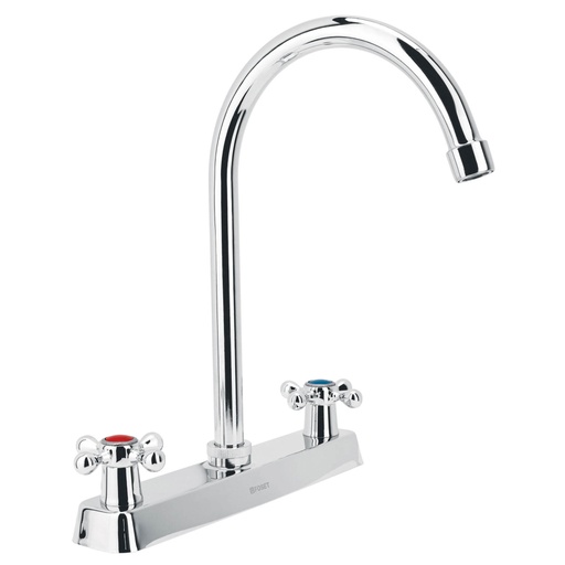 [45620] Mezcladora 8' fregadero cromo, cuello curvo, cruceta, BASIC F-320E