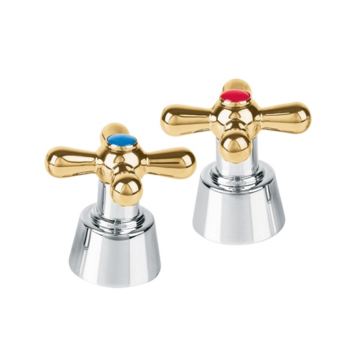 [45714] Juego de manerales de cruceta p/lav-fregadero,cromo oro,Aqua AQMM-61G
