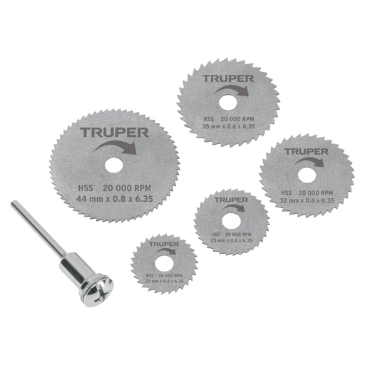[102328] Kit de minidiscos sierra p/herramienta rotativa,5 pzs,TRUPER MOTO-5D
