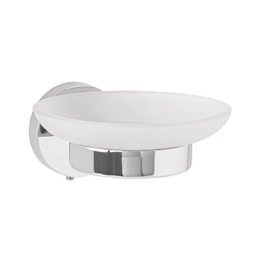 [45964] Jabonera metálica cromo con plato de vidrio, Foset Túbig TBA-74