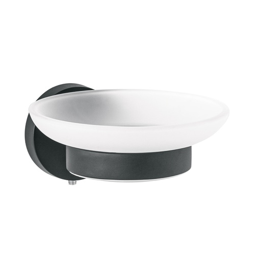 [45966] Jabonera metálica negro con plato de vidrio, Foset Túbig TBA-74M