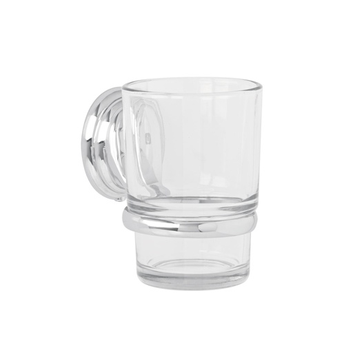 [45976] Portavaso cepillero cromo con vaso de vidrio, Foset Aqua AQA-81