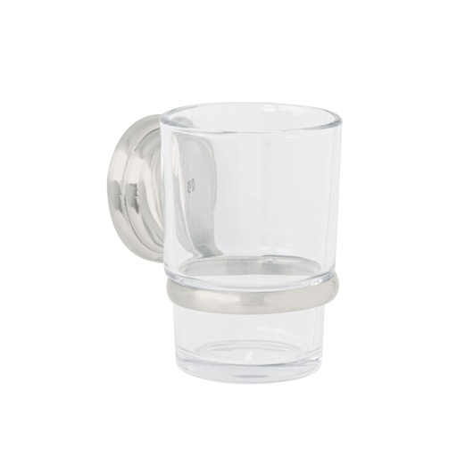 [45978] Portavaso cepillero satín con vaso de vidrio, Foset Aqua AQA-81N
