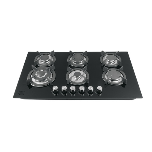 [46247] Parrilla gas empotrable 90cm, 6 quem, vidrio negro, Riviera PAE-906GV