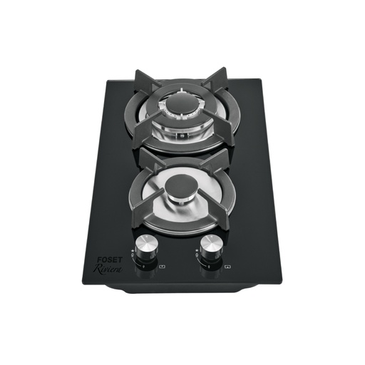[46249] Parrilla gas empotrable 30cm, 2 quem, vidrio negro, Riviera PAE-302GV
