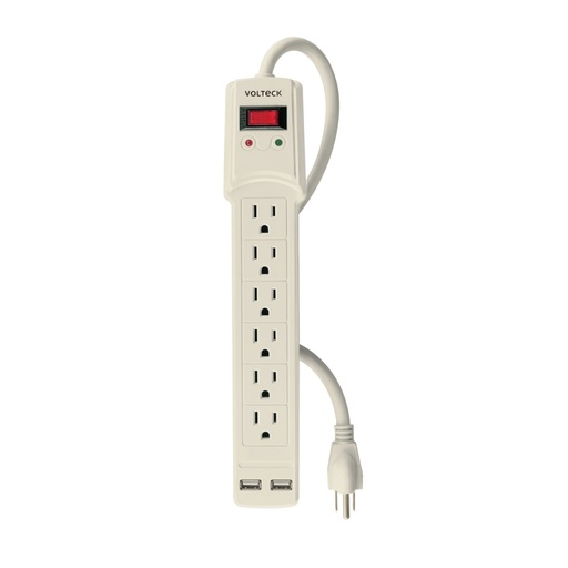 [46329] Multicontacto 14 AWG 6 entradas 2 ptos. USB sup. 150J marfil MUL-615U